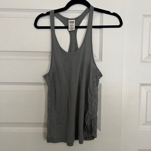 Victoria Secret Pink Grey Racerback Tank XS Lace Detailing